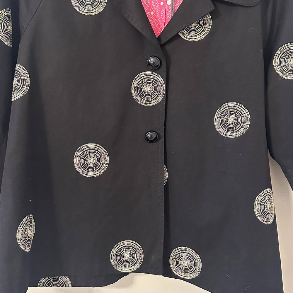 Johnny Was  Women’s Black Embroidered 3/4 Sleeve Blazer Jacket Sz Large - Picture 2 of 11